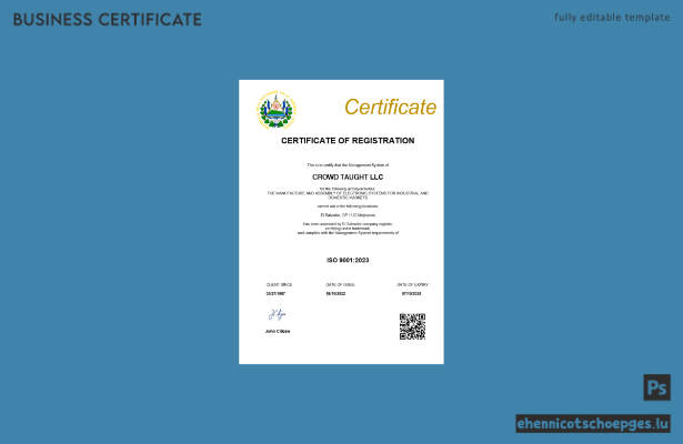 Beispielansicht der Registrierungsurkunde von El Salvador (Word- und PDF-Format)